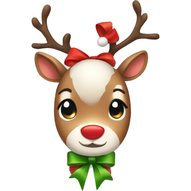 cute Christmas reindeer with a bow emoji