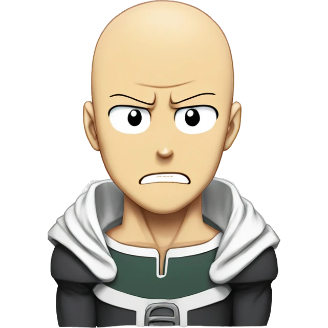anime caracter one punch man with angry face emoji