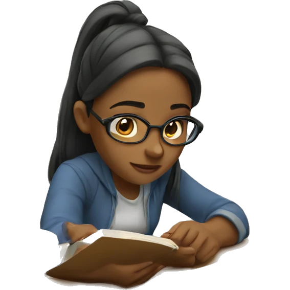 A girl trying to study  emoji