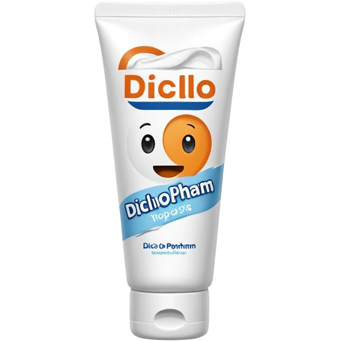 an empty, oversized and totally squeezed out tube of toothpaste labelled "Diclo ratiopharm" emoji