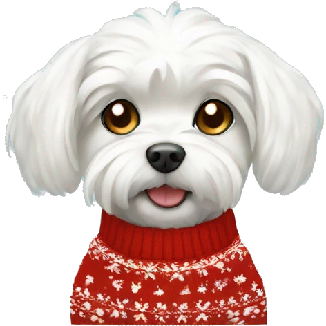 Maltese dog in Christmas sweater  emoji