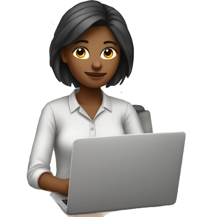“A girl working from home, sitting in front of a laptop. She has a focused expression and is wearing a comfortable shirt. Minimal background details to suggest she’s in a home setting.” emoji