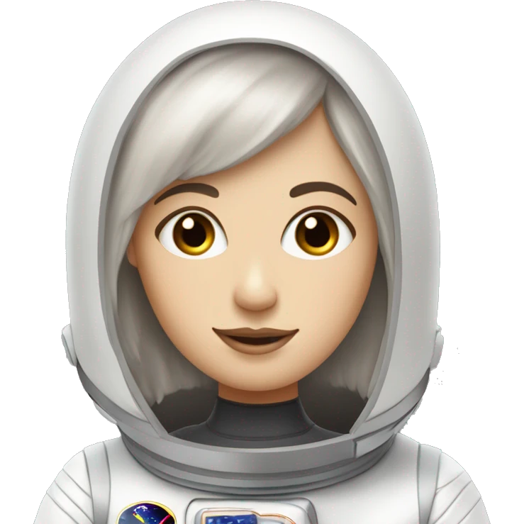 White Girl with Dark Brown Hair and￼ Bangs astronaut emoji