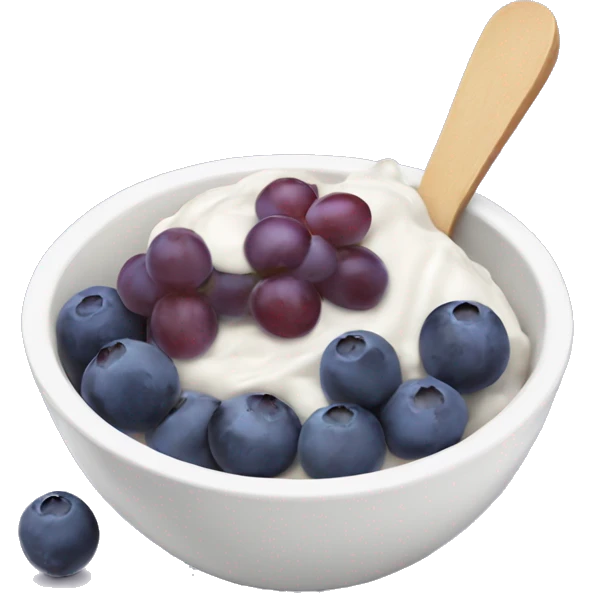 yoghurt bowl with grapes and blueberries emoji