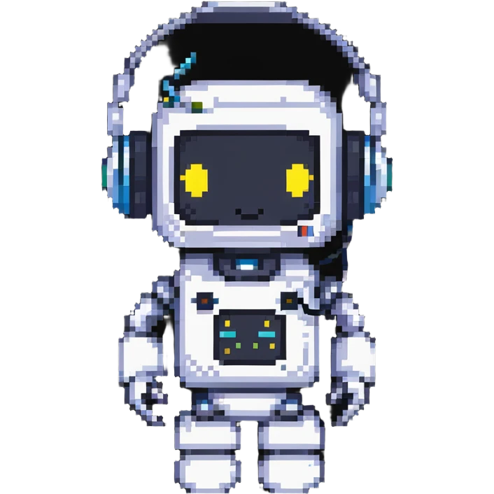 Cute little robot with headphones on his head emoji