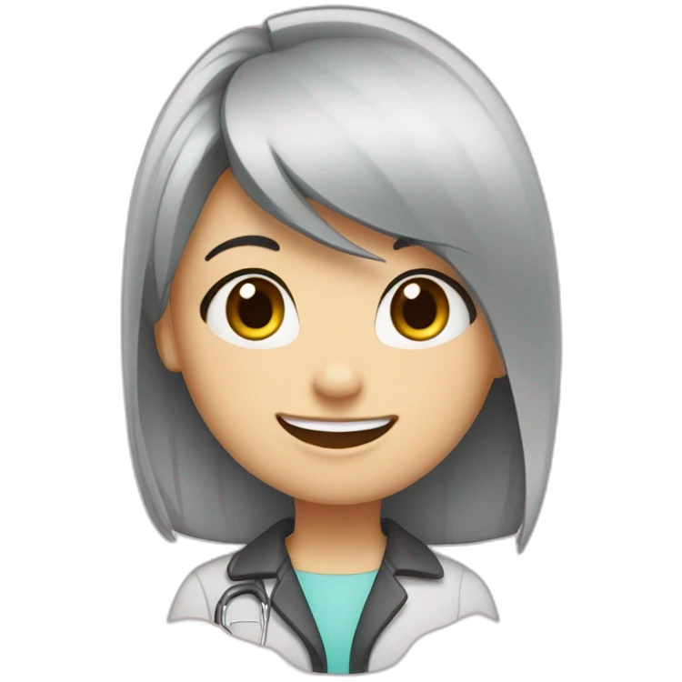 Dentist-girl-eyesmile-black middle straight hair-bracket teeth emoji