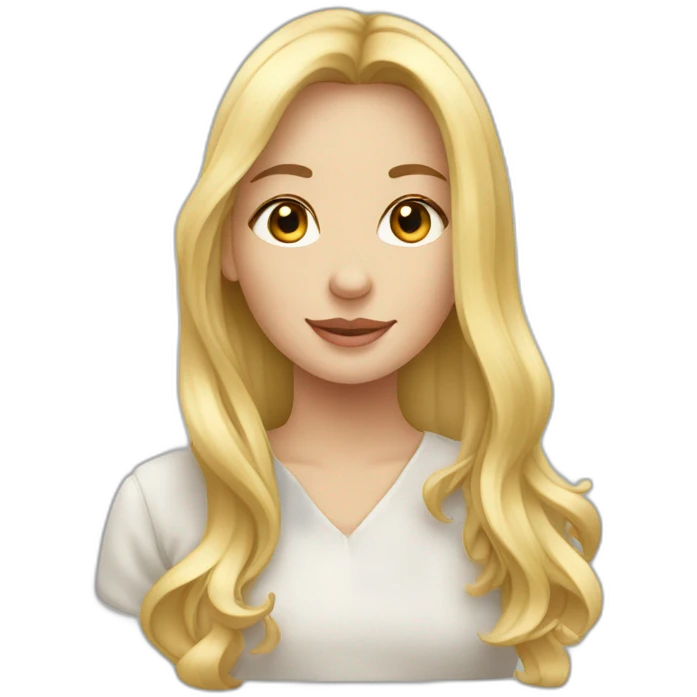 Fille blonde qui fait un câlin à un cheval blanc  emoji