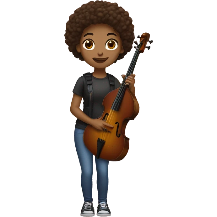 Girl with a Bass and brown hair emoji
