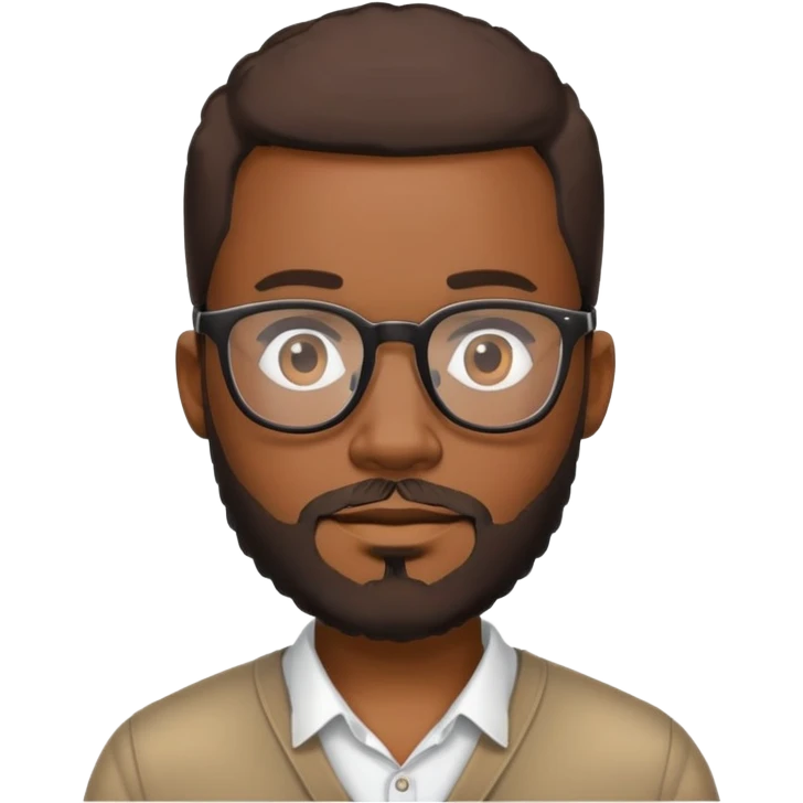 Black man with low cut hair and beard with glasses emoji