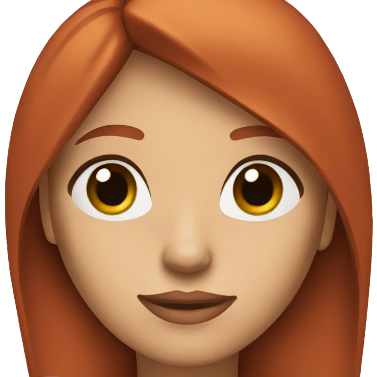 a woman withdark green eyes and straight shoulder length red hair emoji