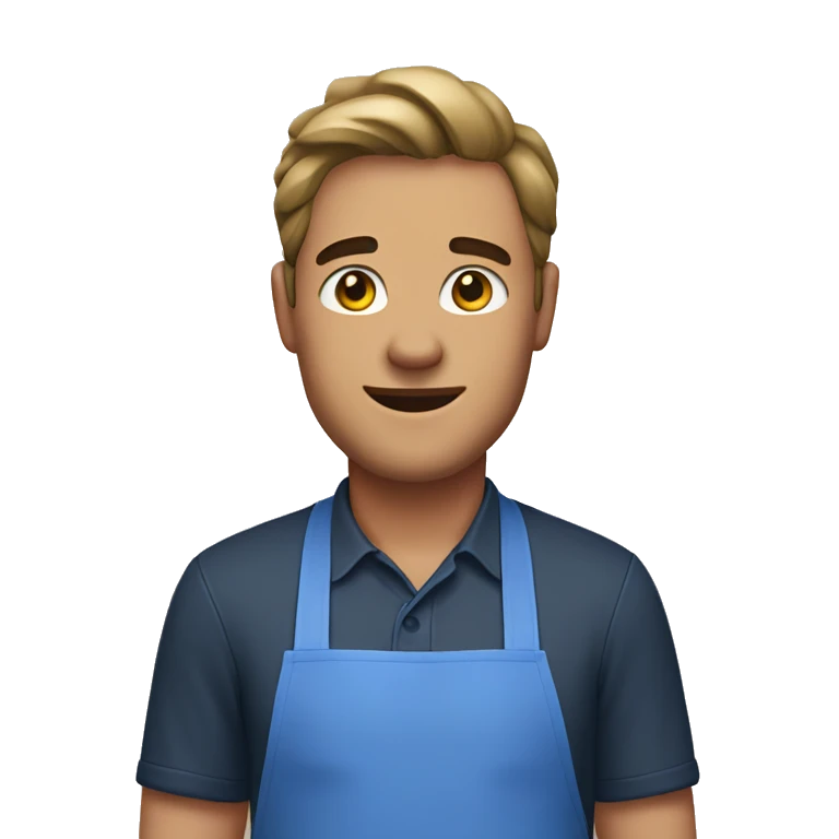 guy in a blue apron hand face emoji