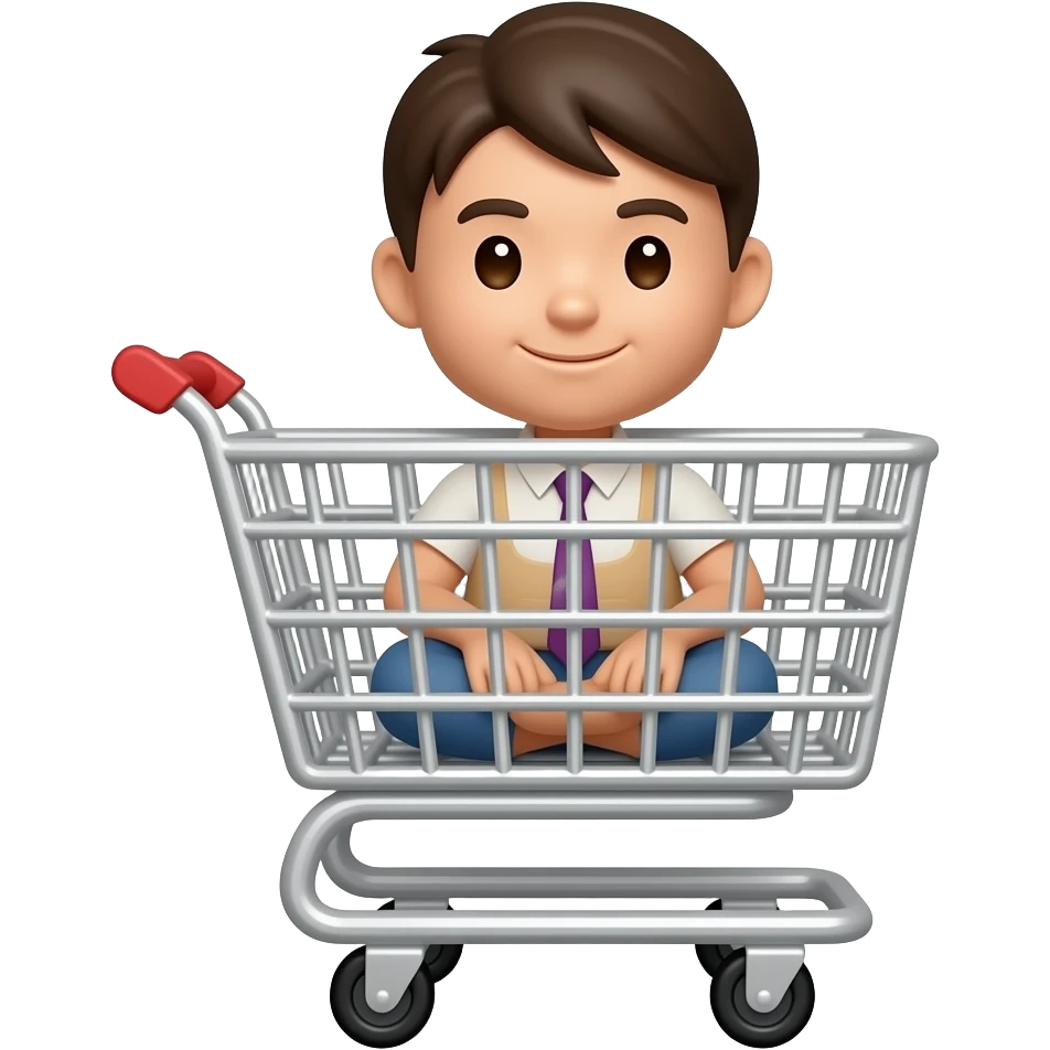 dame un emoji de una persona, un carrito de compras y un telefono en blanco emoji