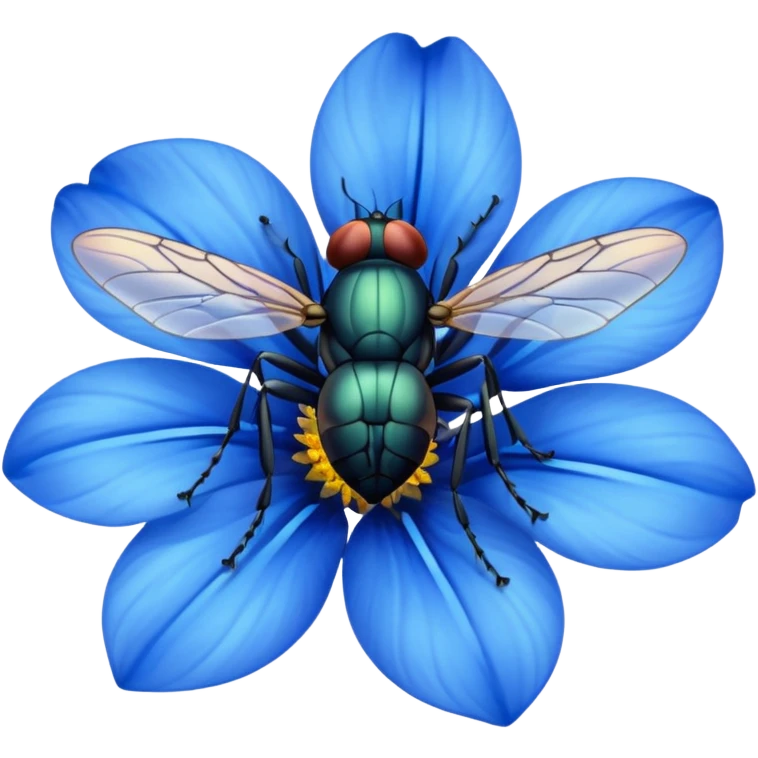 
fly on blue flower emoji