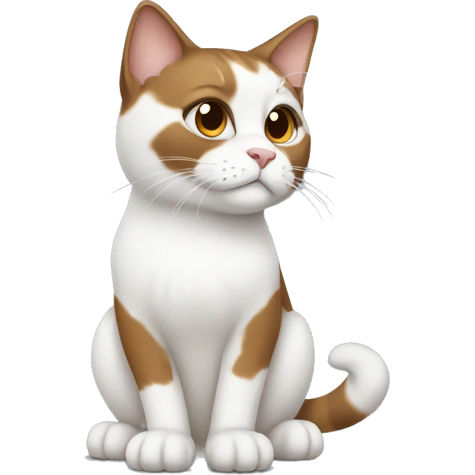 White and brown cat sitting emoji