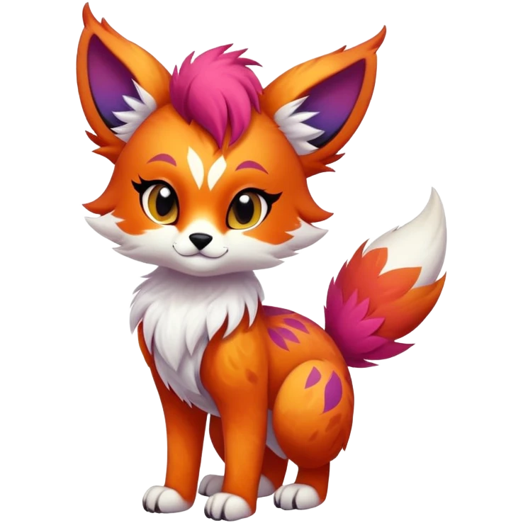 Bright-colored multi-colored cute cool exotic Falvie-Fionbri-fantasy-creature-fursona, full body, with markings emoji
