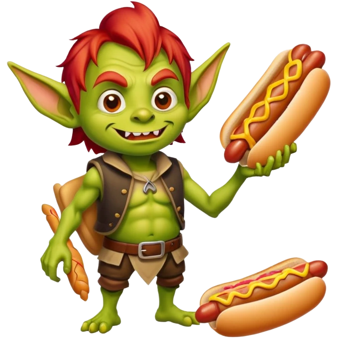 Goblin with red hair and hot dogs  emoji