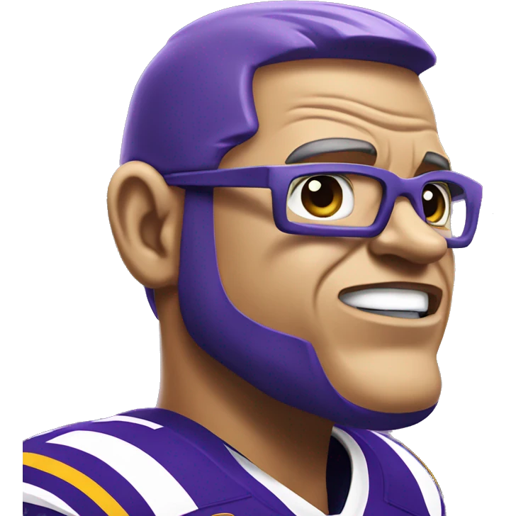LSU football coach Brian Kelly but with a purple face emoji