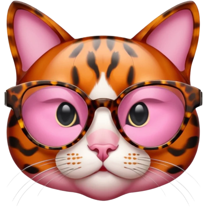 Rose pink glasses, cat type. emoji