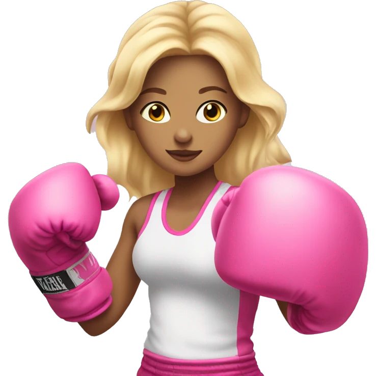 blonde girl wearing pink boxing gloves emoji