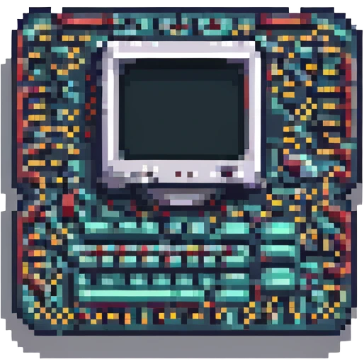 CPU pixel art style, retro computer chip, 8-bit look, small size emoji