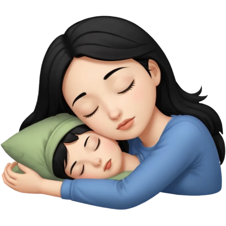 Girl with black hair sleeping emoji
