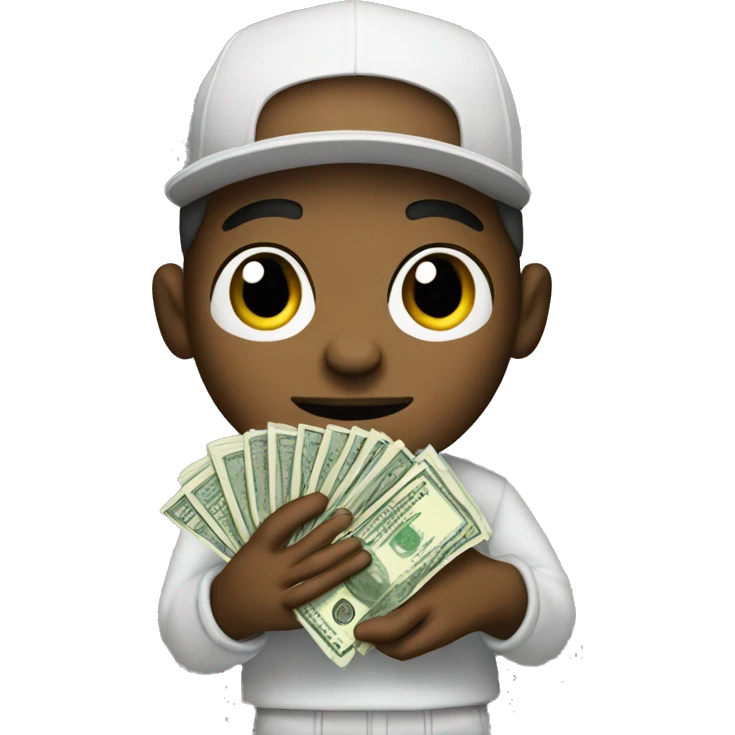 Rapper holding money emoji