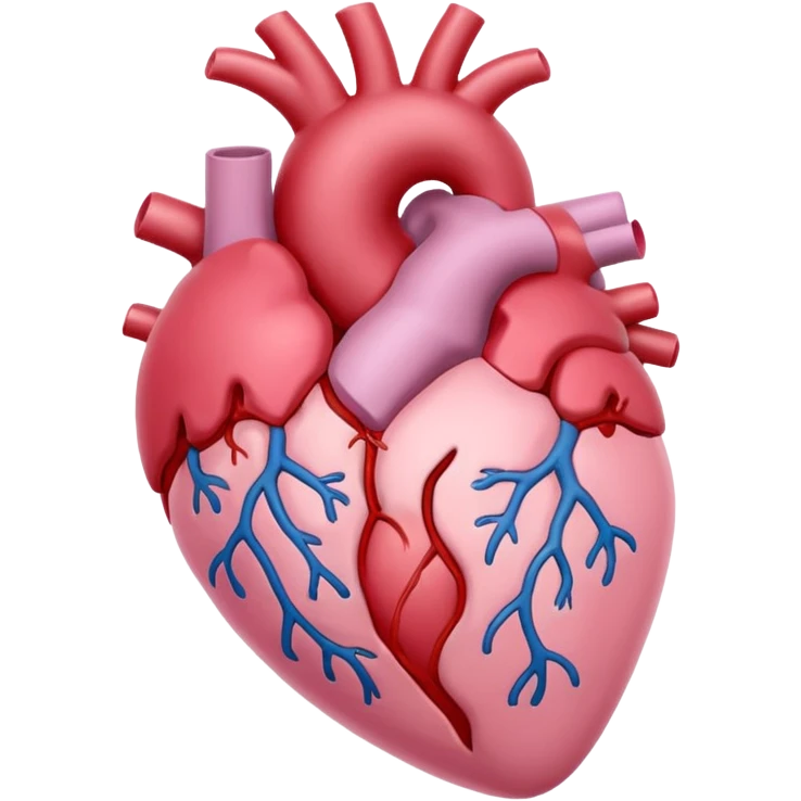 Anatomical heart, very soft pastel pink, light, iOS emoji style, variation 4 emoji