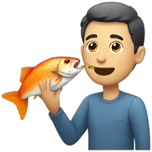 Man eating fish emoji