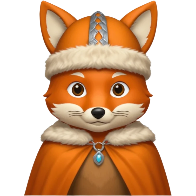 Fox wearing viking hat and fur cape emoji