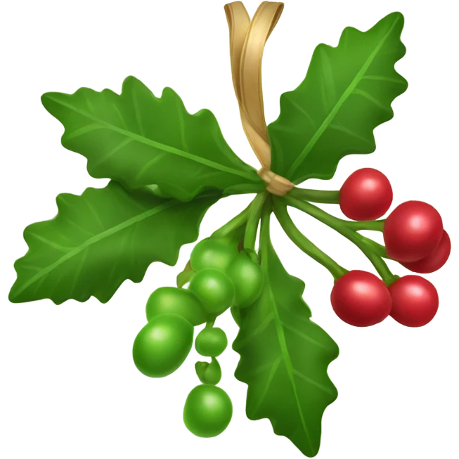 mistletoe with berries hanging from a bow emoji