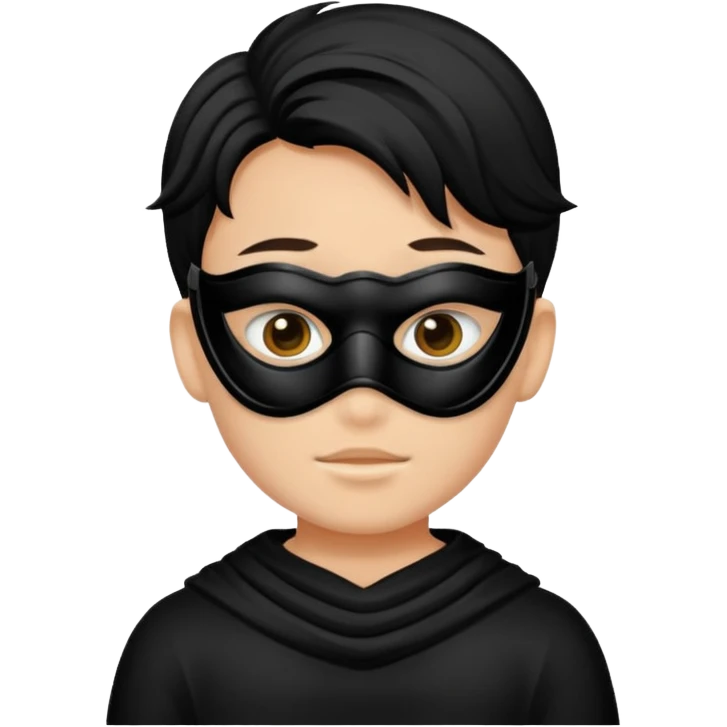 a boy wearing mask black emoji
