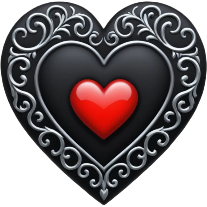 goth themed heart with a dark velvet drapery emoji