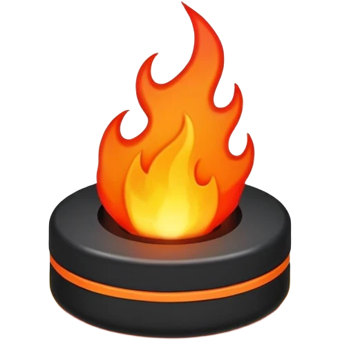 Hockey puck with flame emoji