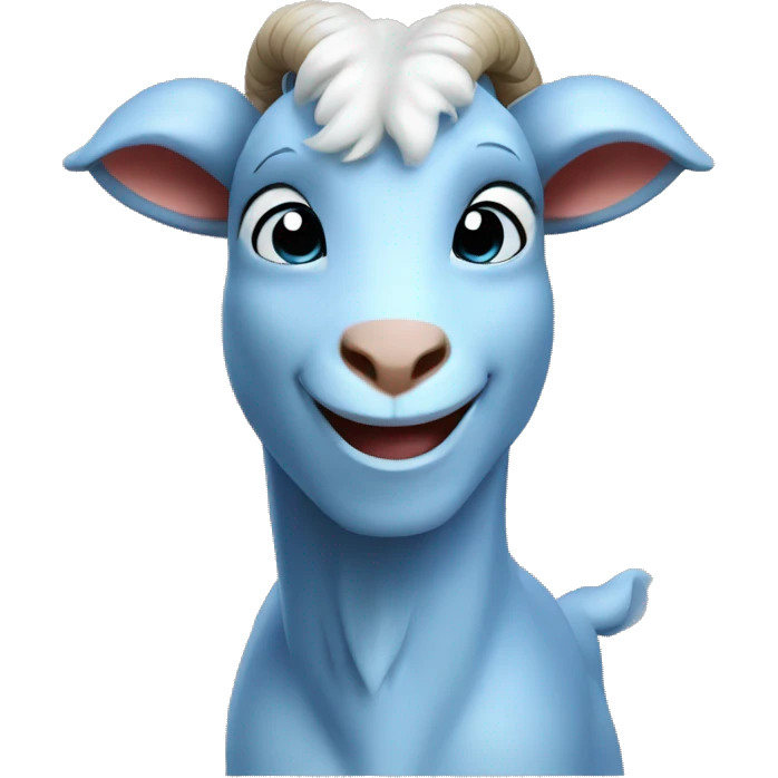Blue goat whole body pretty smiling excited blue eyes female add superman with reddish hair emoji