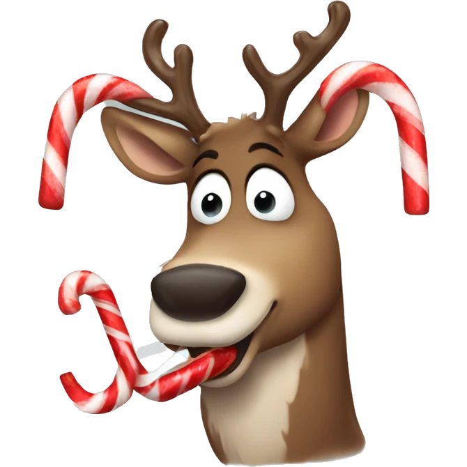 reindeer eating a candy cane emoji