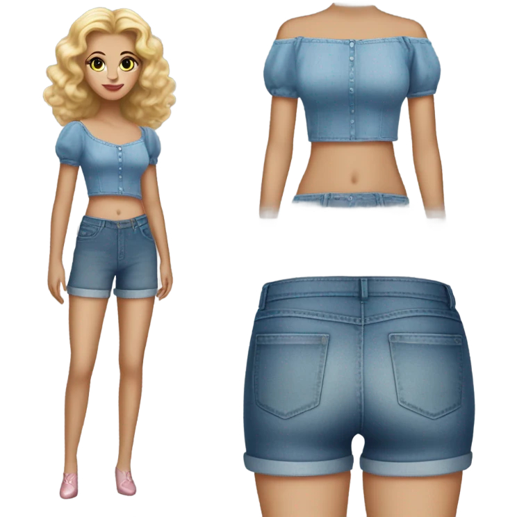 Glinda in a croc top and short jeans  emoji