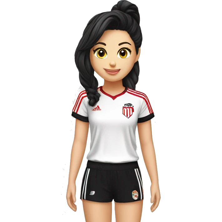 Mujer camiseta de river plate morocha pelo lasio dos mechones blacos  emoji