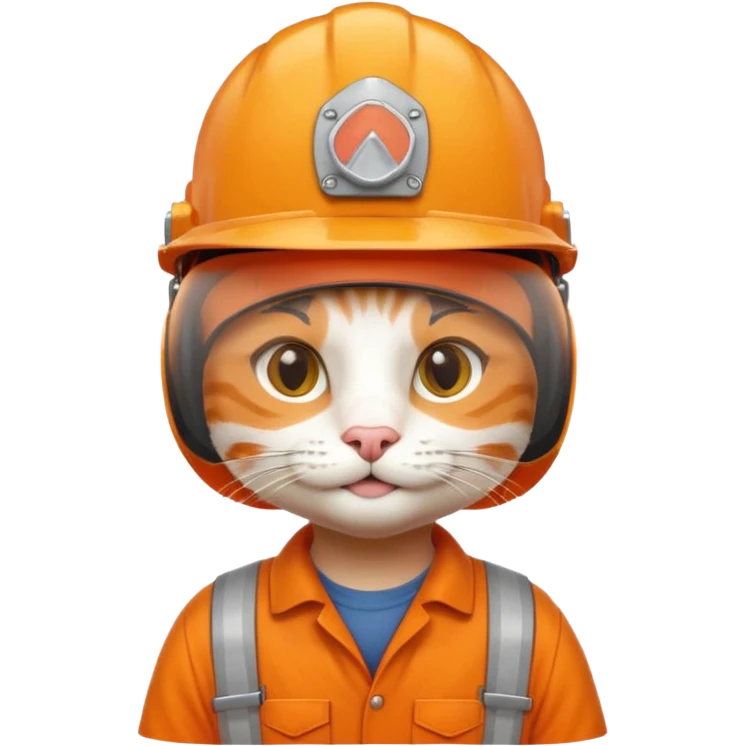 orange cat, handyman Outfit, wearing a Helmet emoji
