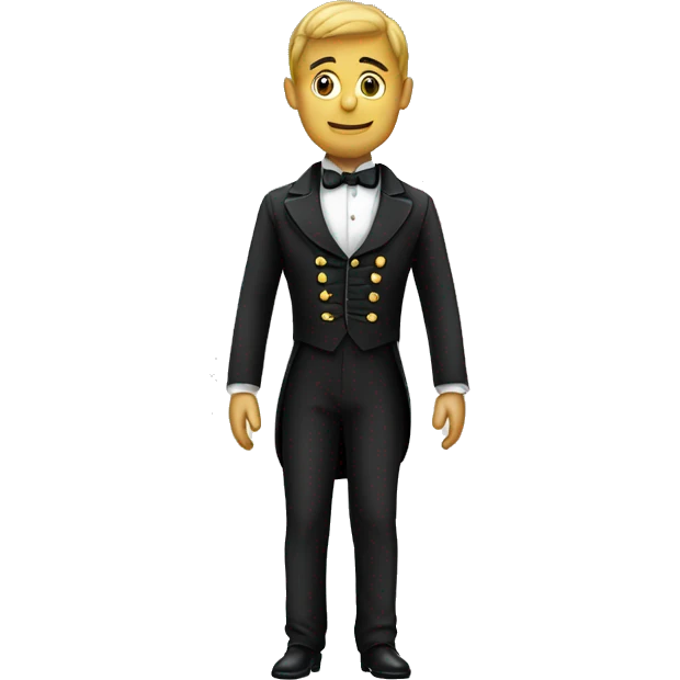 man in tailcoat stands with his back emoji