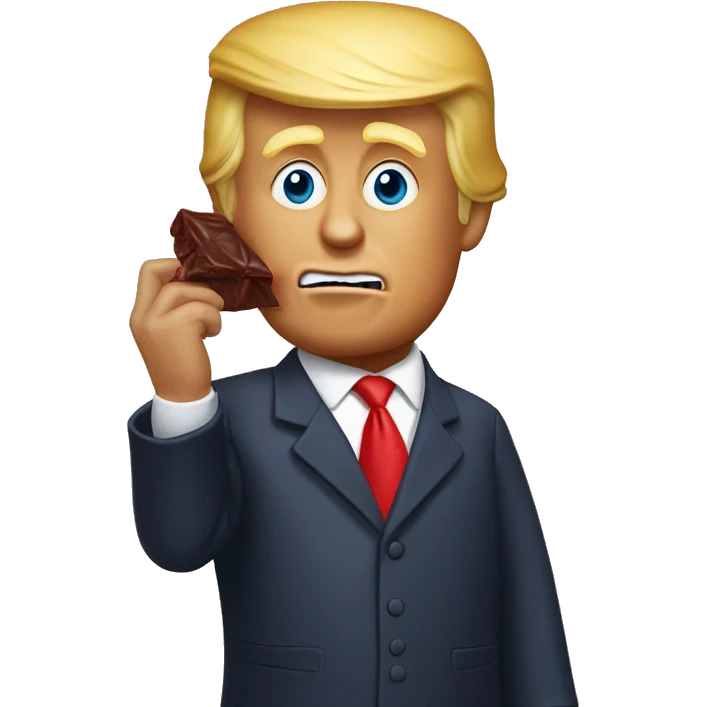 Donald Trump eating a large Tootsie roll emoji
