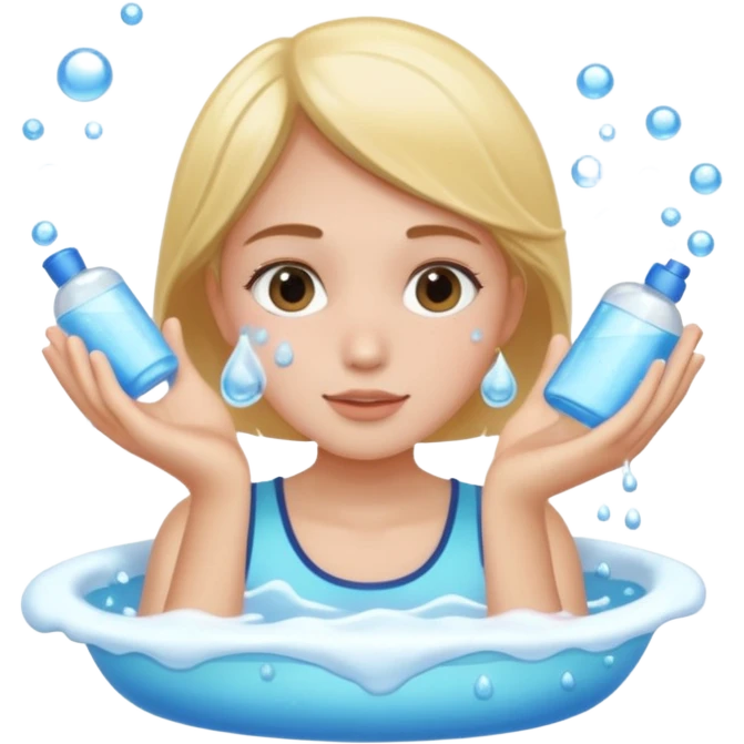 puedes crear un sticker de una chica lavandose la cara emoji