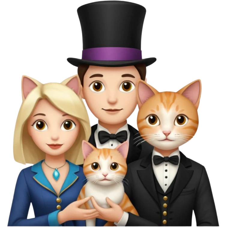 magician couple and their pet cat emoji