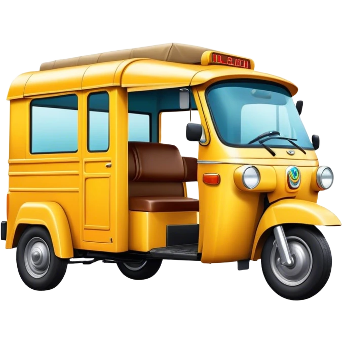 Cinematic Realistic Tuk Tuk Pop Culture Emoji, featuring a vibrant portrayal of the iconic Thai tuk tuk rendered with dynamic textures and lively, urban lighting. emoji