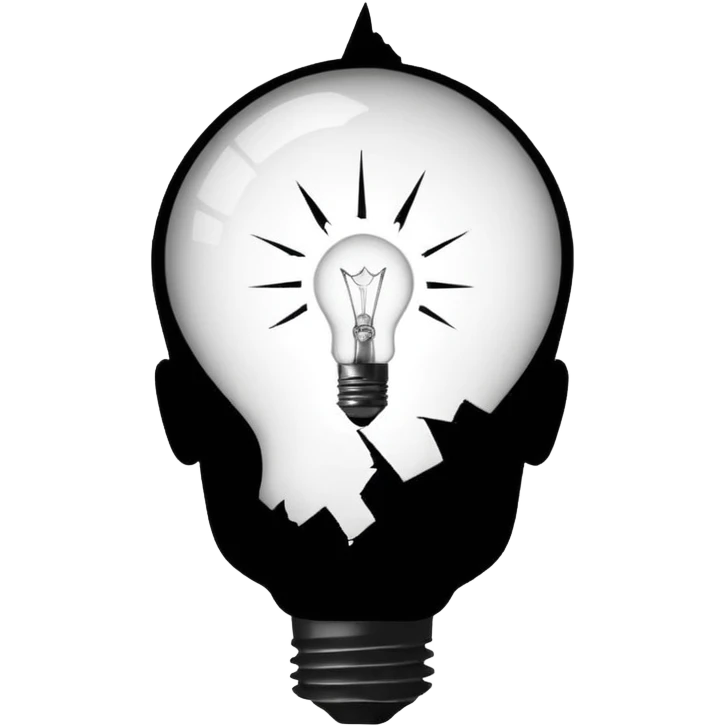 silhouette of a head with a broken light bulb inside emoji