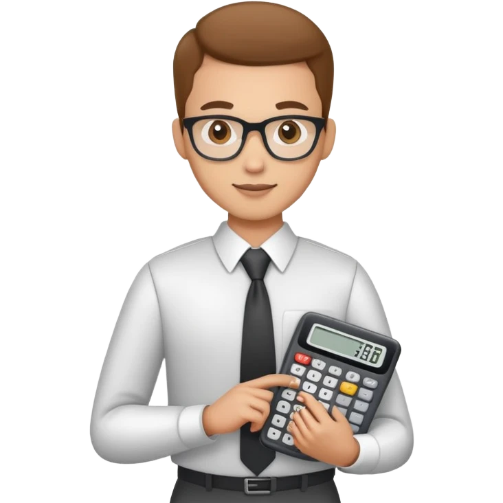 accountant, professional appearance, holding a calculator emoji