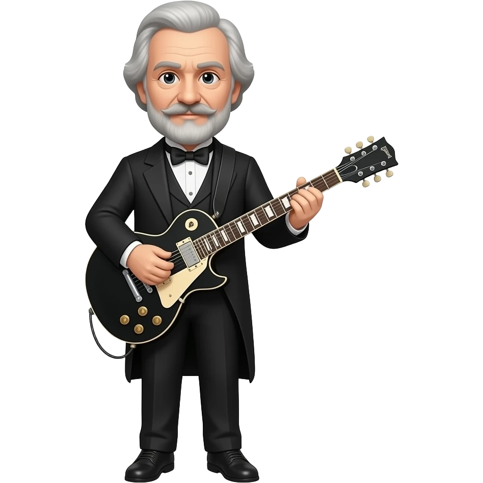Giuseppe Verdi with black metal electric guitar full body emoji