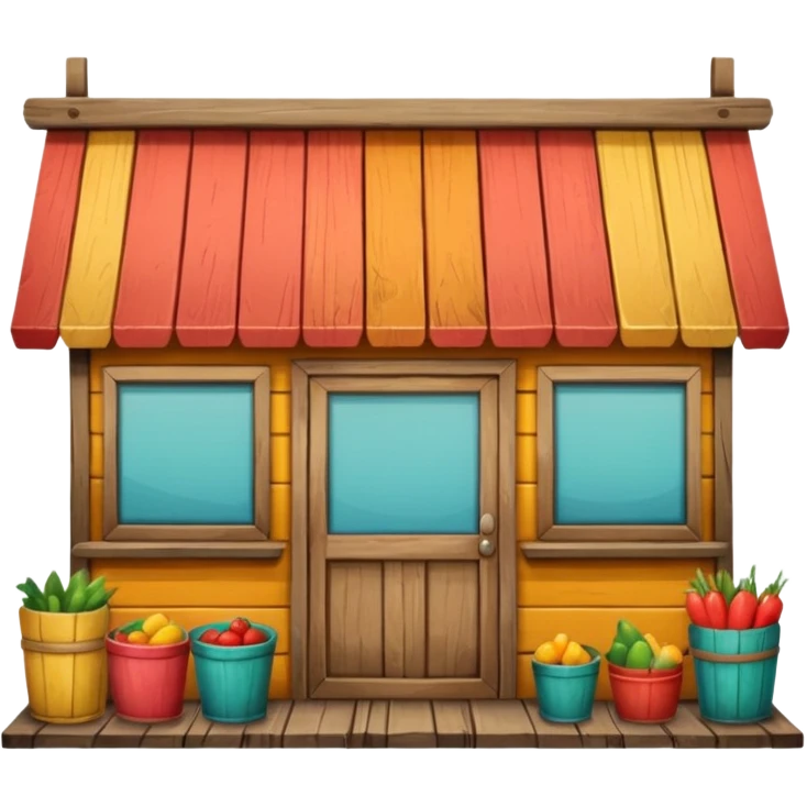 small indonesian roadside shop, front facing emoji