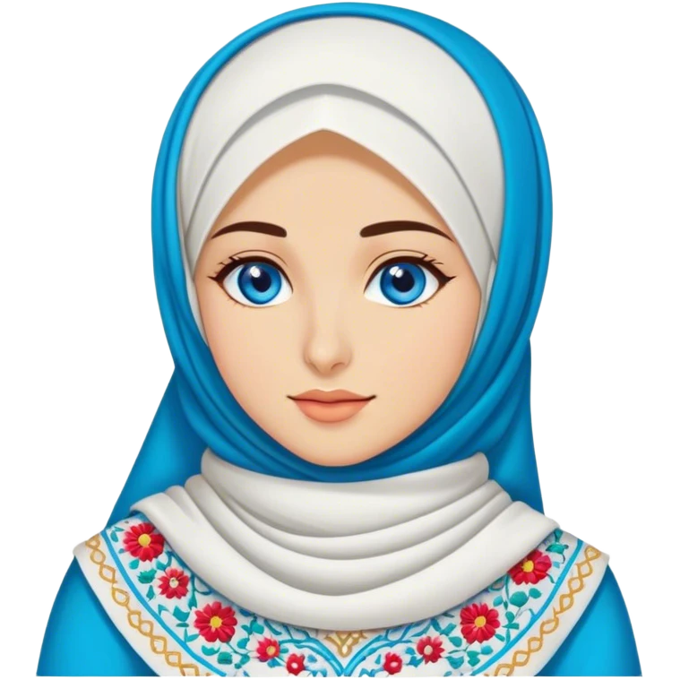 Turkish beautiful finish Konya girl blue eyes with hijab and cultural dress emoji
