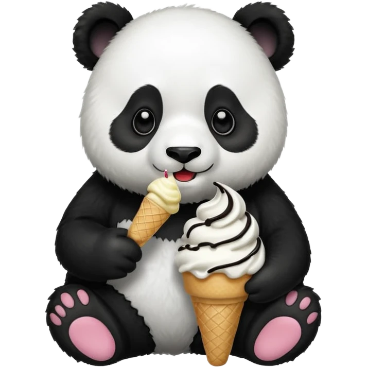 Panda eating ice cream emoji