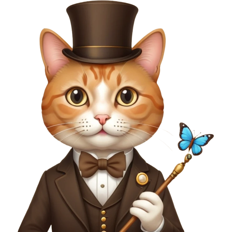 Ariatocrat cat. He walks with a monocle and a stick. Loves museums and theaters. You can also add a butterfly to it. emoji